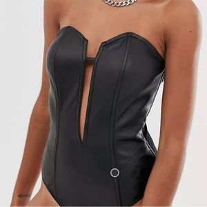 Faux leather bodysuit